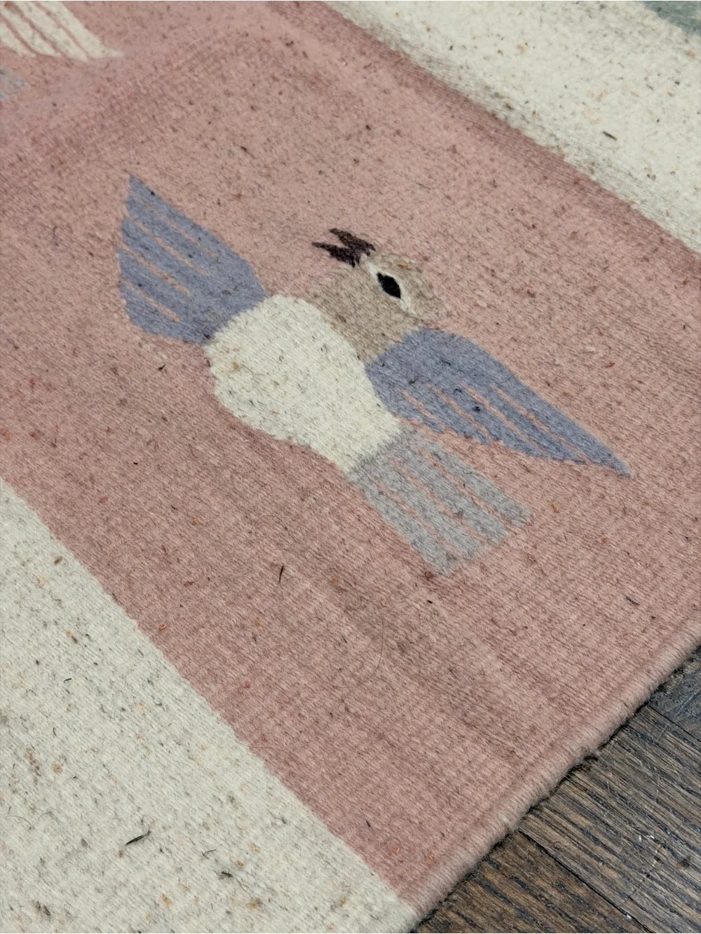 Vintage Birds Woven Carpet Wall Hanging Tapestry Rug Fringe MCM Flower 56”x26.5”